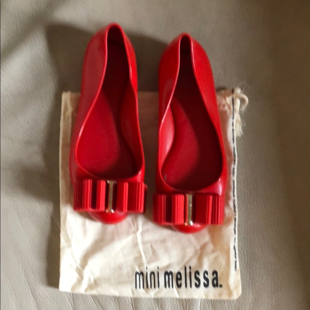 Mini Melissa Red Bow Flats